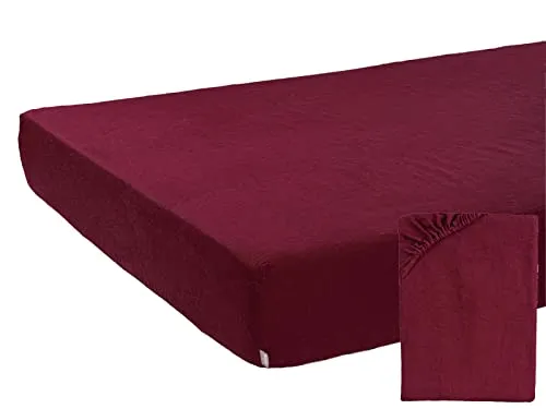 beties Leinen Spannbettlaken 90x200 cm - Merlot-rot - Kissenbezüge aus 100% Leinen, stone-washed für optimalen Schlafkomfort und hervorragenden Temperaturausgleich. Pflegeleicht und mit Gummizug für perfekten Halt.