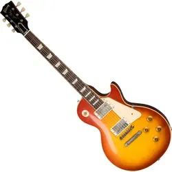 Gibson 1958 Les Paul Standard Reissue VOS Lefthand - Custom Shop Collection, 2-teiliges Ahornkorpus, Indisches Palisandergriffbrett, 2x Custombucker Alnico III, Washed Cherry Sunburst, inkl. Custom Koffer, ideal für professionelle Musiker.
