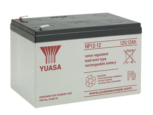 Yuasa NP12-12 Bleiakkus PB 12000 mAh (12 V) - Kamera-Akkus mit AGM-Technologie für hohe Ladeeffizienz und lange Lebensdauer, ideal für Sicherheitstechnik und USV-Anlagen.