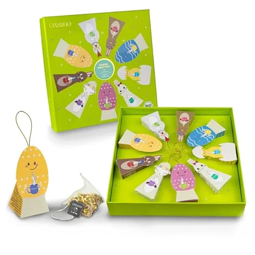 Creano Bio Kräutertee Geschenkset „Niedliche Osterfiguren“ - 9 Ostertee Pyramiden-Teebeutel in 9 unterschiedlichen Sorten - 22,5g - NEUHEIT 2025*