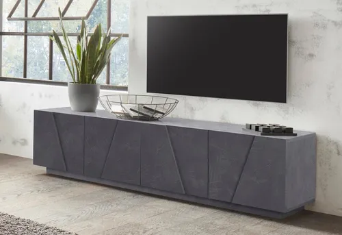 Lowboard INOSIGN "PING", grau (zement) - Stilvolles Sideboard - TV-Halterungen: Elegantes Lowboard mit 4 Holztüren, grifflos und FSC-zertifiziert für umweltbewusste Einrichtung. Maße: 162,5 x 44 x 43 cm - ideal für modernes Wohnen.