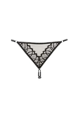 Bracli Manhattan G-String (M) - Exklusive Funktionsunterwäsche - Handgefertigt in Spanien aus recycelter Spitze und transparentem Tüll, mit stimulierender Perlenkette. Ideal als sexy Geschenk, in hochwertiger Geschenkebox.