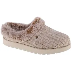 Skechers Pantoffel "KEEPSAKES - ICE ANGEL", Hausschuh in Strick-Optik, Gr. 40, beige - Bequeme Hausschuhe aus Textil mit kuscheligem Fellimitat, ideal für gemütliche Stunden zu Hause.