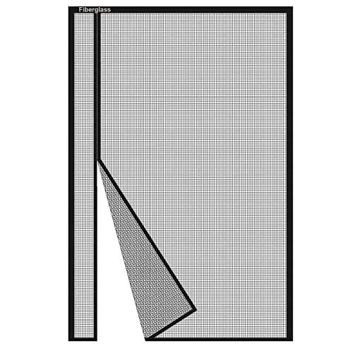 Risareyi Magnet Fliegengitter Tür 120x250cm, Seitliche Öffnung Fliegengitter Balkontür Ohne Bohren Insektenschutz Fliegenvorhang aus Fiberglas Netz Schwarz, mit Klebeband, für Terrassentür Kellertür