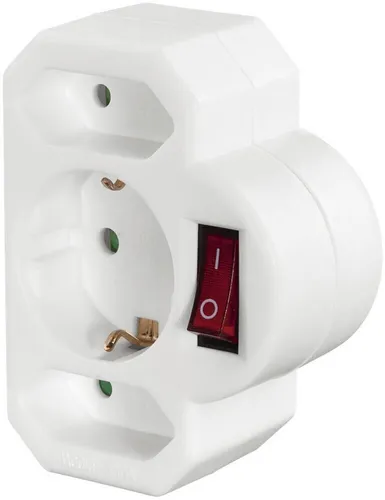 Hama Steckdosenadapter 3-fach mit Schalter - Kompakter Mehrfachstecker mit erhöhtem Berührungsschutz, ideal für Babyzimmer und Reisen