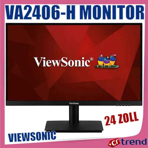 ViewSonic VA2406-H - 24" LED-Monitor - Full HD (1080p) 61 cm (24") Monitor mit VA-Technologie für lebendige Farben und breite Betrachtungswinkel, ideal für Büro und Home Office.