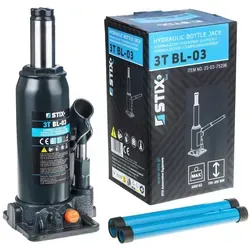 STIX Hydraulischer Flaschenwagenheber BL-03, 3T - Wagenheber mit 3000 kg Tragkraft, ideal für Pkw und SUVs. Kompakt, robust und mit sicherem Absenkventil für professionelle Werkstätten und Notfälle.