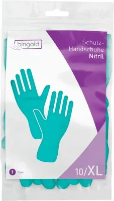 BINGOLD Schutzhandschuhe Nitril, grün XLSchutzhandschuhe BINGOLD, Mehrweg, latex- und puderfrei, Nitril, grün, Größe XL, 1 Paar 665243