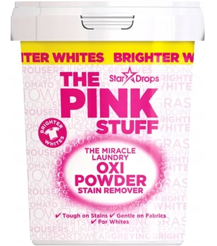 Stardrops The Pink Stuff Miracle Oxi-Pulver-Fleckenentferner, 1 kg - Effektives Fleckenentferner-Pulver für weiße Textilien. Sanft zur Wäsche, sorgt für strahlende Sauberkeit und angenehmen Duft. Für weiche, frische Kleidung nach jeder Wäsche.