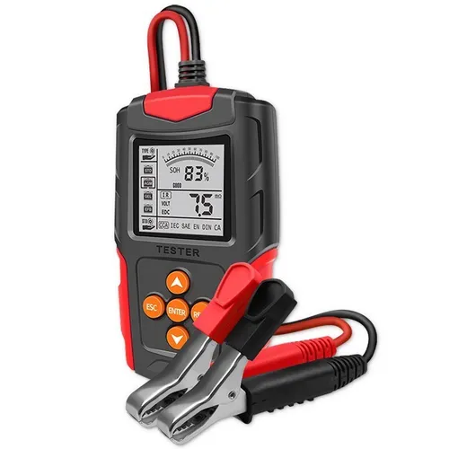 Qoltec LCD Digital Battery Tester 12V/24V - Präziser Batterietester für 3-200Ah, ideal zur Überprüfung von Fahrzeugbatterien und sorgt für optimale Leistung.
