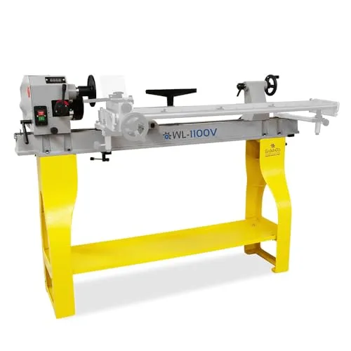 BAMATO Drechselmaschine WL-1100V - Leistungsstarke Drehbank für kreative Holzarbeiten - Tischdrehmaschine mit 750W Leistung und stufenlos variabler Drehzahl von 500-2000 min-1, ideal für präzise Arbeiten mit Werkstücken bis 1100mm.