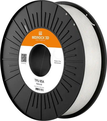 BEDROCK 3D 26416 - TPU 85A Filament, 2,85 mm, 750 g - BEDROCK 3D TPU 85A - Flexibles Filament für 3D-Druck. Hohe Abriebfestigkeit und ausgezeichnete Dämpfungseigenschaften machen es ideal für funktionale Bauteile in verschiedenen Anwendungen.