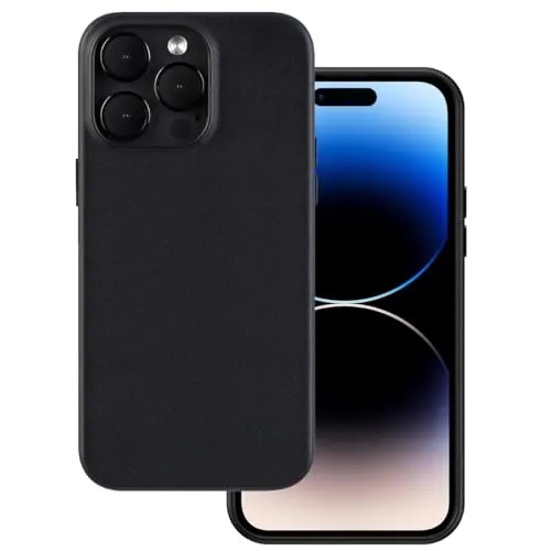 Docco Jette entworfen für iPhone 14 Pro Max Lederhülle, Handgefertigte Echtlederhülle für iPhone 14 Pro Max, integrierte Magnete für MagSafe Aufladung-Mitternacht