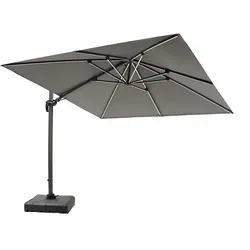 LC Garden Salerno Ampelschirm Grau/Anthrazit - Stilvoller Sonnenschutz - Eleganter Ampelschirm für Garten & Terrasse mit 300 x 300 cm. Wasserabweisender Stoff bietet UV-Schutz. Integrierte Solar-LEDs sorgen für stimmungsvolles Licht – ideal für entspannte Abende im Freien.