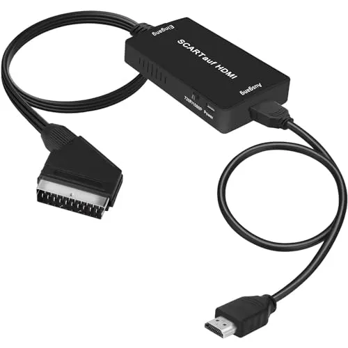 uhddadi Scart auf HDMI Konverter - HD 1080P Adapter für HDTV - Video-Formatwandler: Konvertieren Sie analoge SCART-Signale in hochauflösende HDMI-Ausgaben (720P/1080P) für optimale Bildqualität auf HDTVs und Monitoren, einfach zu installieren und ohne Treiber.