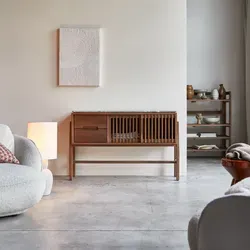 Konsole Isaure aus massivem Nussbaumholz und Premium-Terrazzo