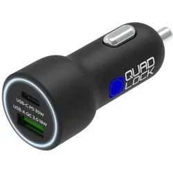 Quad Lock USB (C+A) 48W Dual-Zigarettenanzünder-Ladegerät - KFZ Einbau und ideal für schnelles Laden unterwegs mit USB-C PD und USB-A QC3.0 für maximale Leistung von 48W.