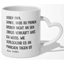 22Feels Tasse Papa Geschenk Vatertag von Tochter Vater Geburtstag Kaffeetasse Mann, Keramik, Made In Germany, Spülmaschinenfest, Herzhenkel weiß