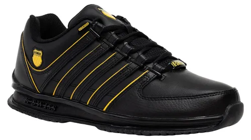 K-Swiss Rinzler Herren Sneaker Sportschuh 01235-071-M Black/Fressia - Größe 47 EU - Stylischer K-Swiss Rinzler Sneaker in Schwarz, ideal für Freizeit und Sport. Strapazierfähiges Obermaterial, gepolstertes Innenfutter und rutschfeste Gummi-Sohle sorgen für besten Tragekomfort und Halt.
