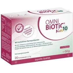 OMNi BiOTiC 10 Kids - Probiotika für Kinder - Probiotika Lactobacillus für Kinder, mit 10 Bakterienstämmen und 2,5 Mrd. Keimen pro Portion. Einfach dosierbar, vegan und glutenfrei – ideal für die tägliche Unterstützung der Darmgesundheit.