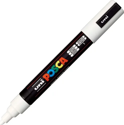 uni-ball 182501 - POSCA Marker mit mittelfeiner Rundspitze, weiß, für kreative Projekte auf allen Oberflächen