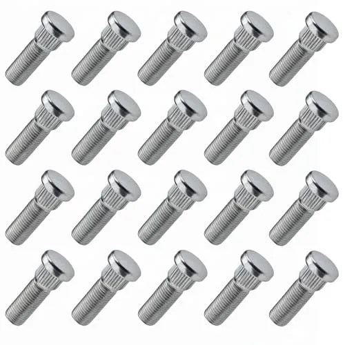C CARBONADO Rändelbolzen M12x1,25 Radbolzen verzinkt 14,3mm Rändeldurchmesser 28mm Gewindelänge Ersatzbolzen für PKW Aluminiumfelgen und Stahlfelgen (20)