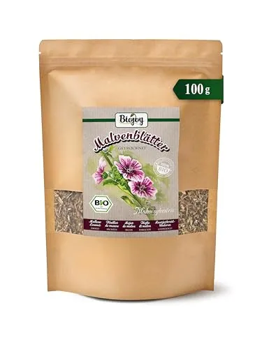 Biojoy BIO-Malvenblätter Tee (100 g), getrocknet und geschnitten, Malventee (Malva sylvestris)
