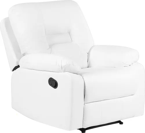 BELIANI Verstellbarer Sessel Weiß Kunstleder Retro Stil - Fernseh- & Relaxsessel mit verstellbarer Rückenlehne und Fußstütze für maximalen Sitzkomfort. Das hochwertige Kunstleder und das klassische Design machen ihn zum perfekten Möbelstück für Ihr Wohnzimmer.