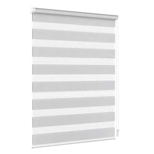 Jalousiescout Doppelrollo Klemmfix 95x150cm Hellgrau - Seitenzug- & Springrollos: Lichtdurchlässig und verdunkelnd, idealer Sicht- und Sonnenschutz, einfach zu montieren ohne Bohren oder mit Bohren, perfekt für jeden Raum.