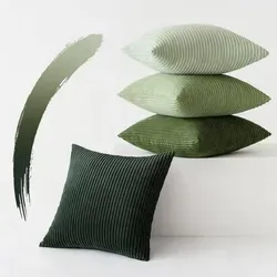 4er Set Kordsamt Kissenbezug 45x45 cm Grün - Sofakissenhülle für stilvolle Akzente - Sonstige, weiche Kordsamt-Oberfläche für besonderen Komfort und einladende Wohnatmosphäre.