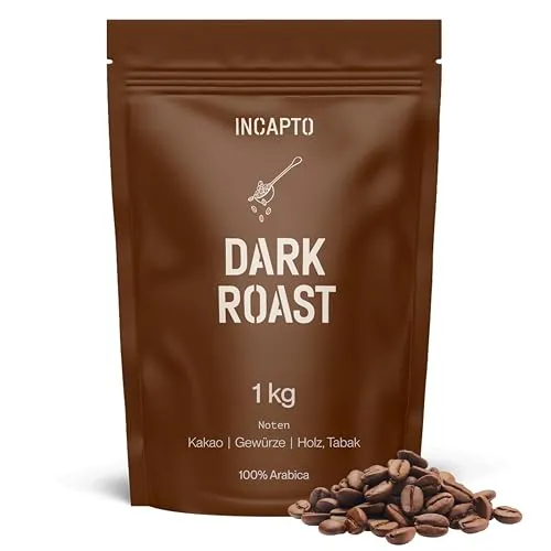Incapto Kaffeebohnen Dark Roast | Mit hohem Koffeingehalt | Single-Origin Brasil | Espresso 100% Arabica | Geröstete Bohnenkaffee Extra Stark | Plantage Minas Gerais, Fazendas, 1kg