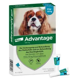 Advantage 100 für Hunde - Effektive Flohbehandlung - Tiergesundheit: Advantage 100 tötet Flöhe schnell ab und bietet bis zu 4 Wochen Schutz. Ideal für eine stressfreie Anwendung bei Hunden ab 8 Wochen.