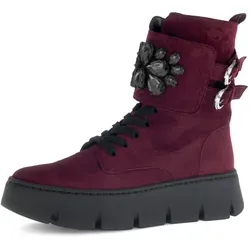 Schnürboots GABOR Damen Gr. 38,5 lila (beere) - Modische Schnürboots von GABOR aus Veloursleder, mit Gabor BEST FITTING Technologie für optimalen Komfort, ideal für stilvolle Wanderungen.