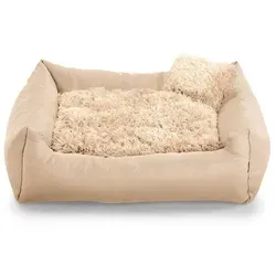 FAVRE Tierbett Fluffy Nelo – Gemütliches Hundebett in Braun, 80 cm x 65 cm - Hochwertiges Hundebett aus Polyester mit Flockenschaumfüllung für optimalen Liegekomfort. Pflegeleicht bei 30 Grad, ideal für entspannte Stunden Ihres Haustiers.