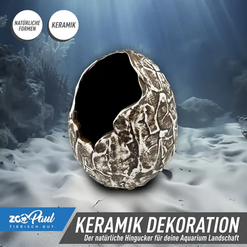 🥚 ZooPaul Terrarium Keramik Deko Höhle Dino Aquarium Ei Egg Versteck Fische