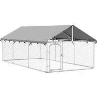 Outdoor-Hundezwinger mit Dach 400x200x150 cm - Robuste verzinkte Stahlkonstruktion, sicher und komfortabel für Ihren Hund im Freien