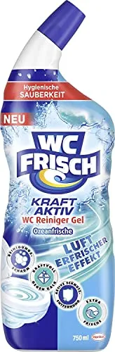 WC FRISCH WC Reiniger Gel Ozeanfrische (750 ml) - Effektiver Toilettenreiniger mit Lufterfrischer-Effekt für hygienische Sauberkeit. Die innovative Formel sorgt für strahlenden Glanz und langanhaltenden Duft. Einfach anzuwenden für eine gründliche Reinigung.