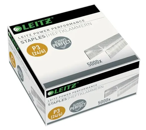 Leitz Power Performance P3 Heftklammern, 24 x 6 mm, 5000 Stück, verzinktes Metall, 54990000
