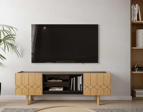 Woodman Sideboard Porto, Kommode, dekorative Fräsungen, mit Eichenholzfurnier, Breite 175 cm