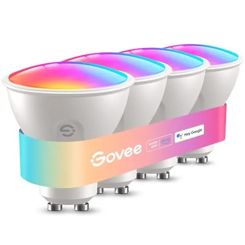 Govee GU10 LED RGBWW Glühbirne, 400LM Smart Bulb - Smart-Leuchtmittel mit 64 dimmbaren Szenen, steuerbar über WLAN/App, ideal für individuelle Lichtgestaltung in Küche und Wohnraum.