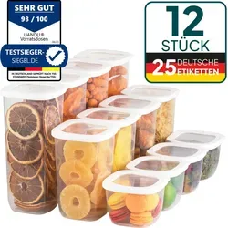 uandu Vorratsdosen Set 12-teilig, luftdicht und BPA-frei - Vorratsdosen Set mit 12 luftdichten Behältern in 3 Größen, ideal zur Lebensmittelaufbewahrung. Hält Lebensmittel frisch und ist spülmaschinengeeignet für einfachen Gebrauch.