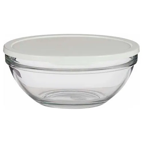 Pasabahce Chef Schüssel aus Glas rund mit weißem Deckel 20cm