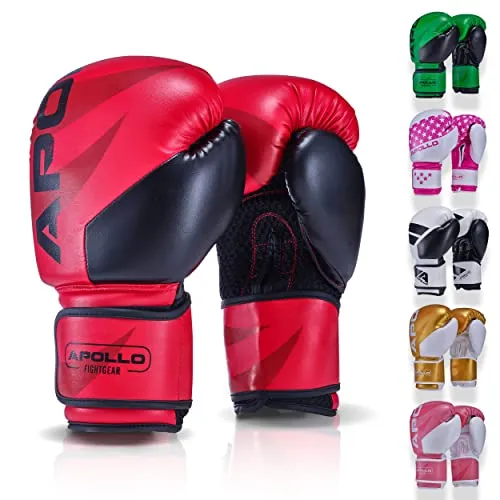 Apollo Boxhandschuhe aus PU Leder | Kickboxhandschuhe für Training und Sparring - Boxhandschuhe aus hochwertigem PU-Leder für maximale Langlebigkeit. Ideal für Boxsack, MMA und Fitness. Erhältlich in 12/14/16oz für Männer und Frauen.