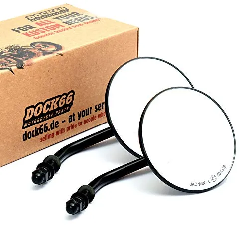 Custom Spiegel rund 4"/10cm schwarz mit E-Zulassung für Harley-Davidson - Motorrad-Seitenspiegel mit E-Zulassung, 4" Durchmesser, elegantes schwarzes Finish, ideal für Harley-Davidson Modelle, sowohl rechts als auch links nutzbar.