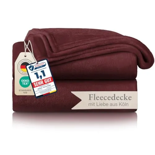 Blumtal Fleecedecke 220 x 240 cm dunkelrot - Bettdecken – extra flauschige Sofadecke für ultimativen Kuschelfaktor, ideal für gemütliche Abende und optimale Wärme an kühlen Tagen.