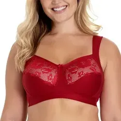 Miss Mary Lovely Lace Support Soft Bra BH Rot F 85 Damen - Eleganter Soft-BH von Miss Mary mit Spitze und optimalem Halt. Bügellos, aus weicher Baumwolle, gepolsterte Träger für höchsten Komfort. Ideal für den Alltag oder besondere Anlässe.