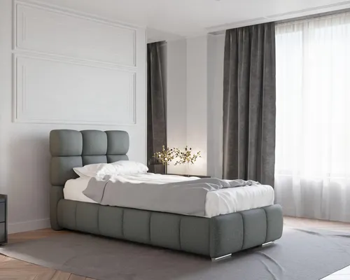 Panda Möbel Polsterbett Bliss, Dunkelgrau, 90x206 cm - Schlafzimmer, gepolstertes Bett mit elegantem Design und stabilem Lattenrost für optimalen Komfort und erholsamen Schlaf.