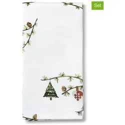 Kähler 4er-Set Servietten "Hammershøi Christmas" - Elegante Tischdekoration - Set mit 4 hochwertigen Baumwollservietten (45 x 45 cm), strapazierfähig und pflegeleicht. Ideal für festliche Anlässe und um Ihre Tischdekoration stilvoll zu ergänzen.