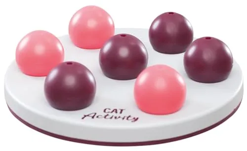Solitär Strategiespiel rosa lila hellgrau - Rutschfestes Spielbrett mit 7 Abdeckkugeln, inklusive Trainingsanleitung für Spaß und Training mit Ihrem Haustier