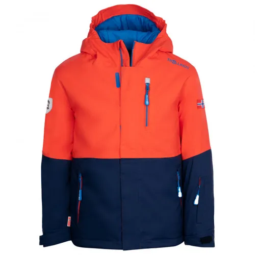 Trollkids Kid's Hallingdal Jacket - Winterjacke für Kinder - Wasserdichte und atmungsaktive Winterjacke in Blau/Rot, Größe 92. Ideal für kalte Tage mit Schneefang und Kapuze. Perfekt für Abenteuer im Freien!